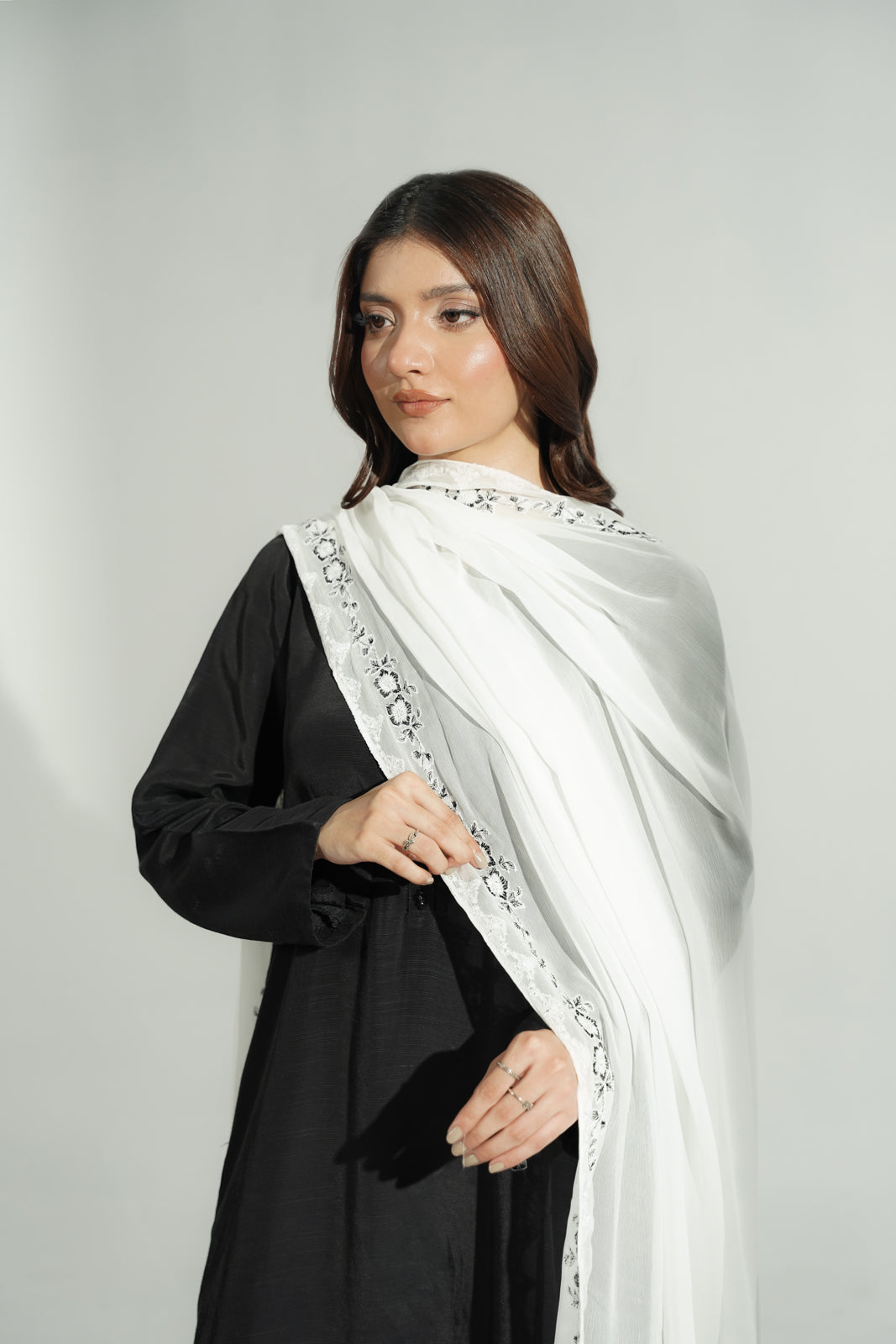 1 Piece Chiffon Embroidered Dupatta (FD0117)