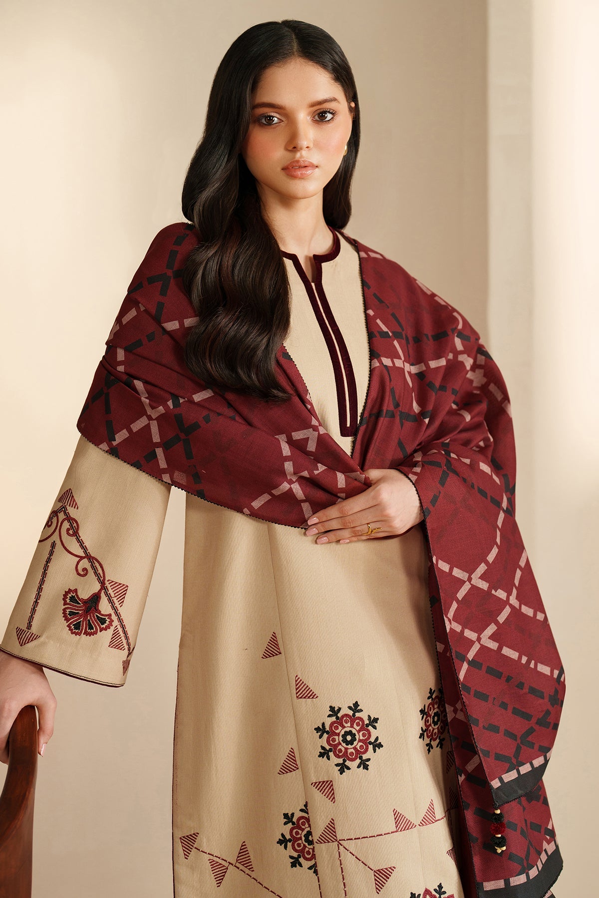 Embroidered Wash & Wear Suit