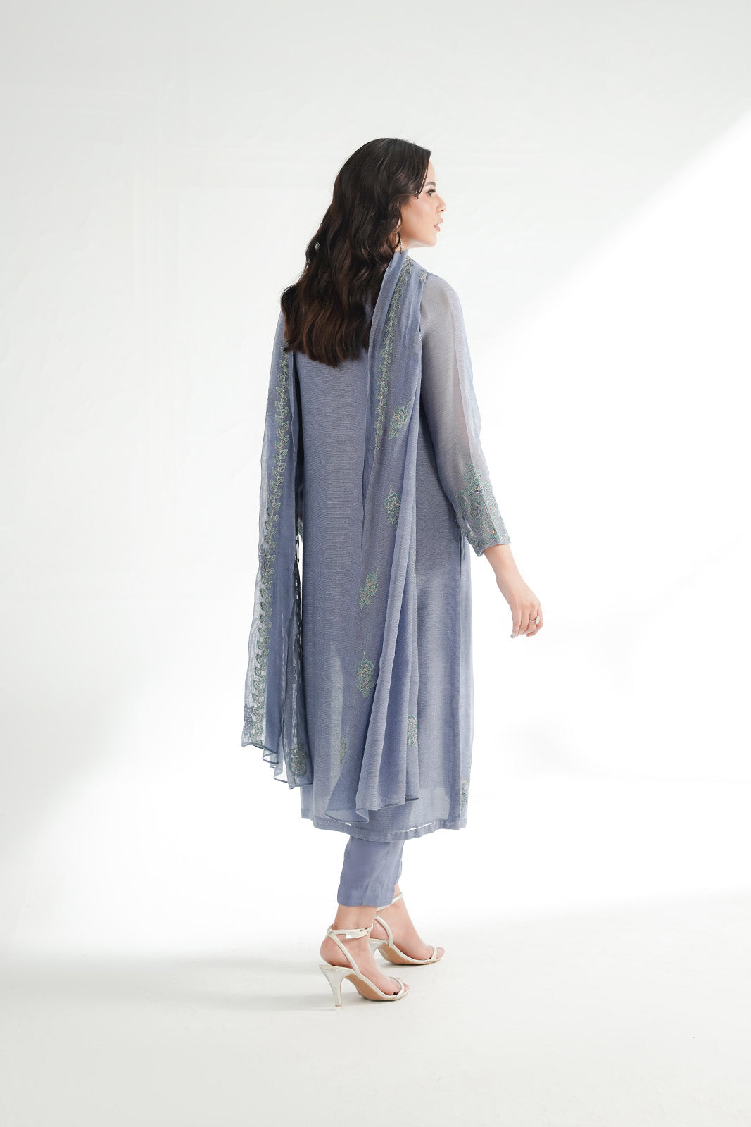 3 Piece Khaddi Net Embroidered Suit (FL0225)