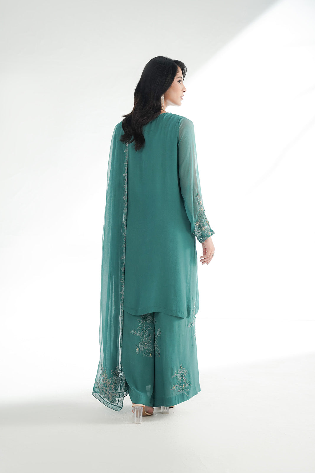 3 Piece Chiffon Embroidered Suit (FL0221)