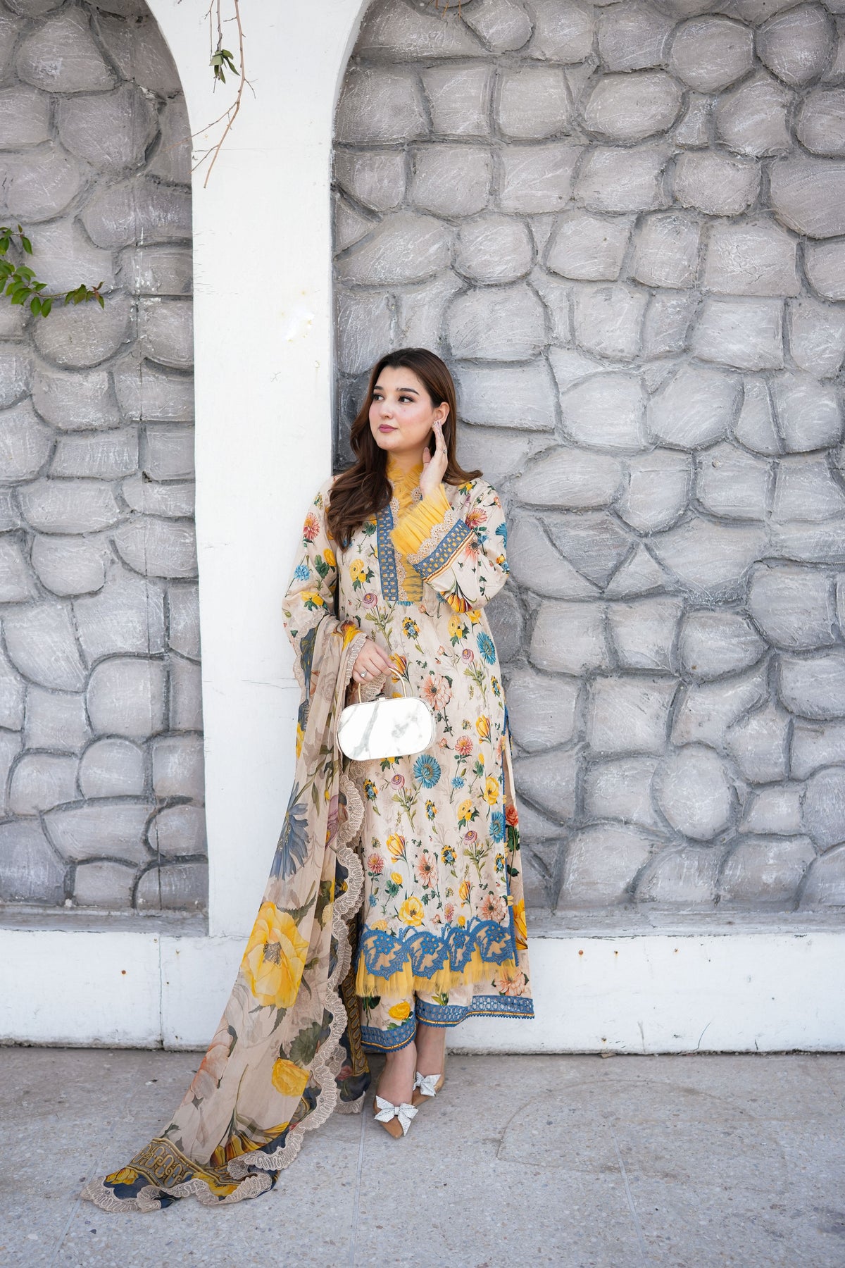 Aneelas Lawn Print Emb Shirt PRINT ONLY Chiffon Duppata [SPR-26-42-B] [Dispatch Time 2 Months]