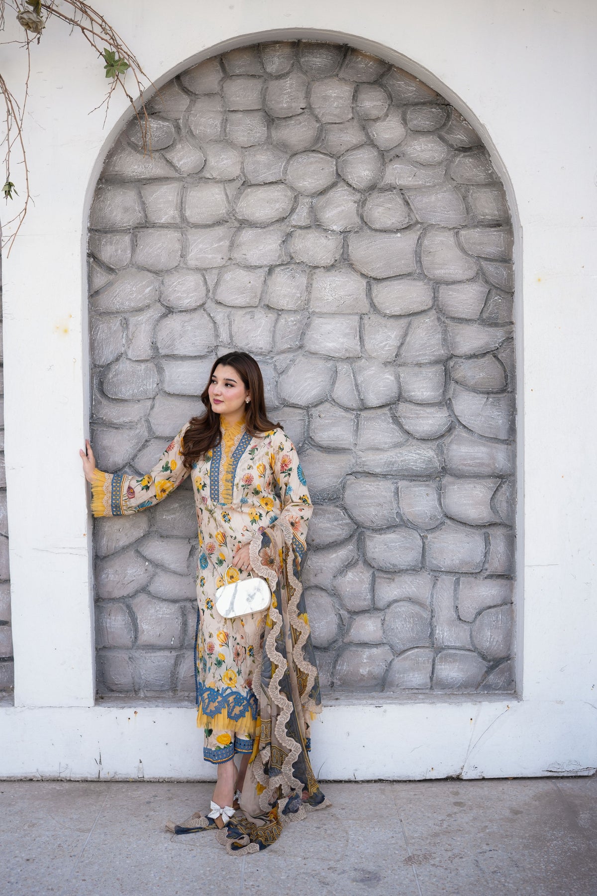Aneelas Lawn Print Emb Shirt PRINT ONLY Chiffon Duppata [SPR-26-42-B] [Dispatch Time 2 Months]