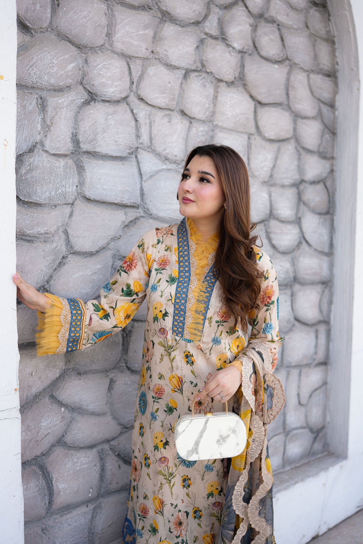 Aneelas Lawn Print Emb Shirt PRINT ONLY Chiffon Duppata [SPR-26-42-B] [Dispatch Time 2 Months]