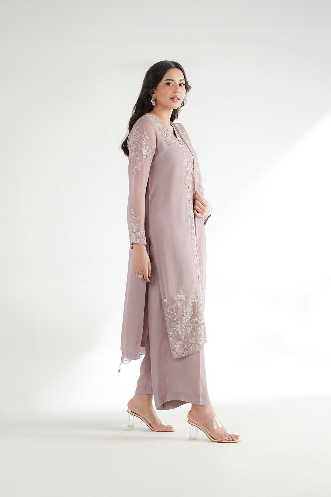 3 Piece Chiffon Embroidered Suit (FL0232)