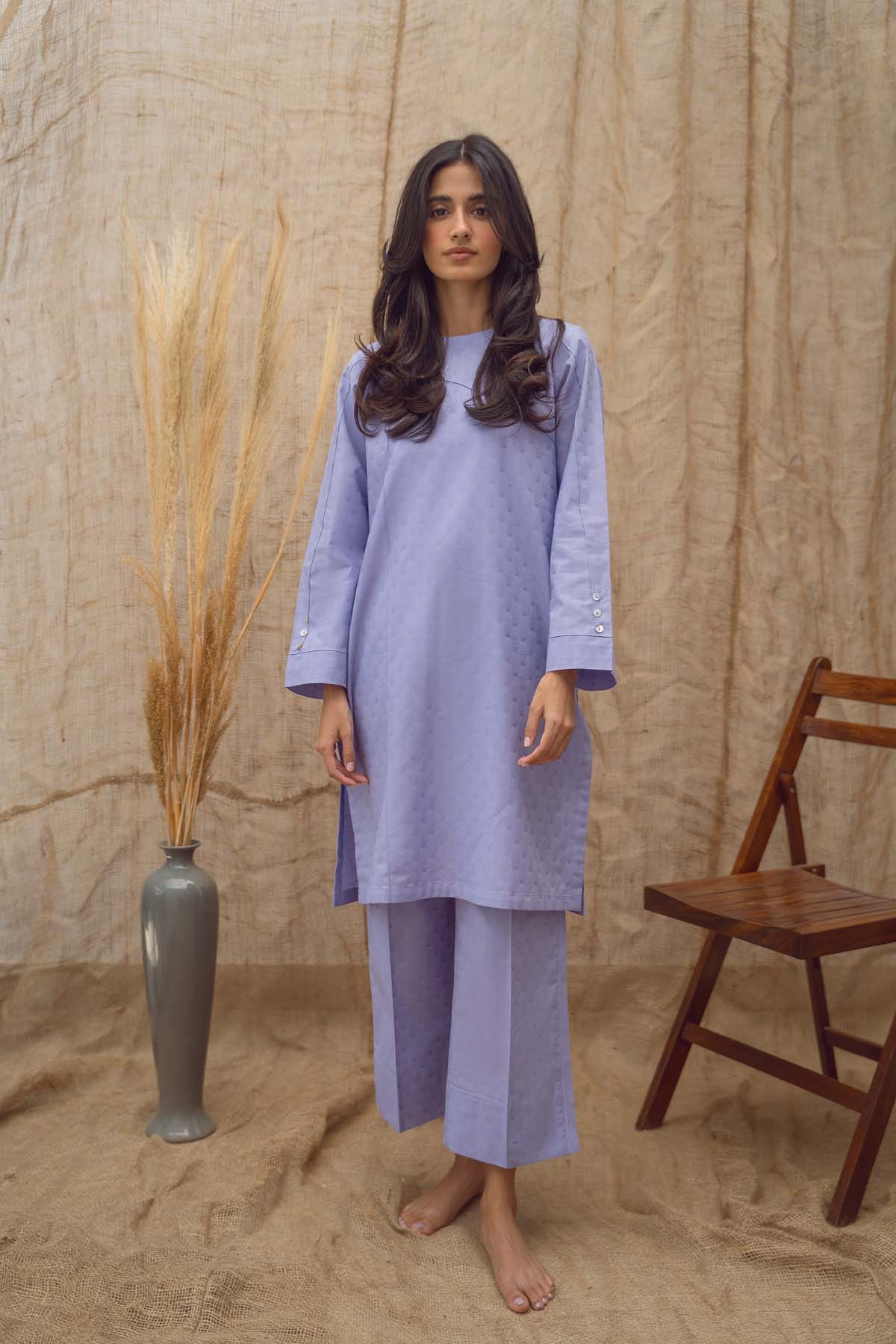 3 Piece Unstitched Embroidered Paper Cotton Suit | D-2505-B
