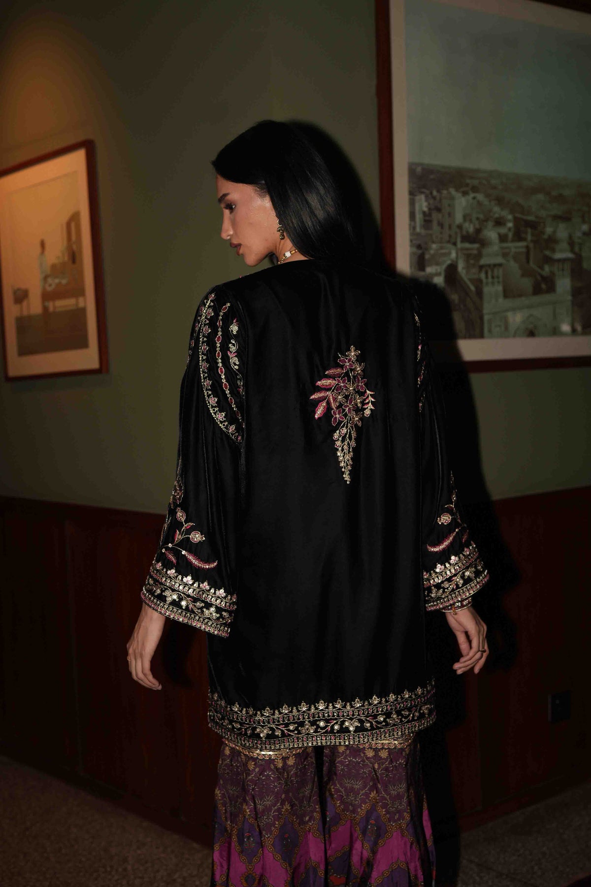 AK Print & Velvet Gharara Set (D-02A)