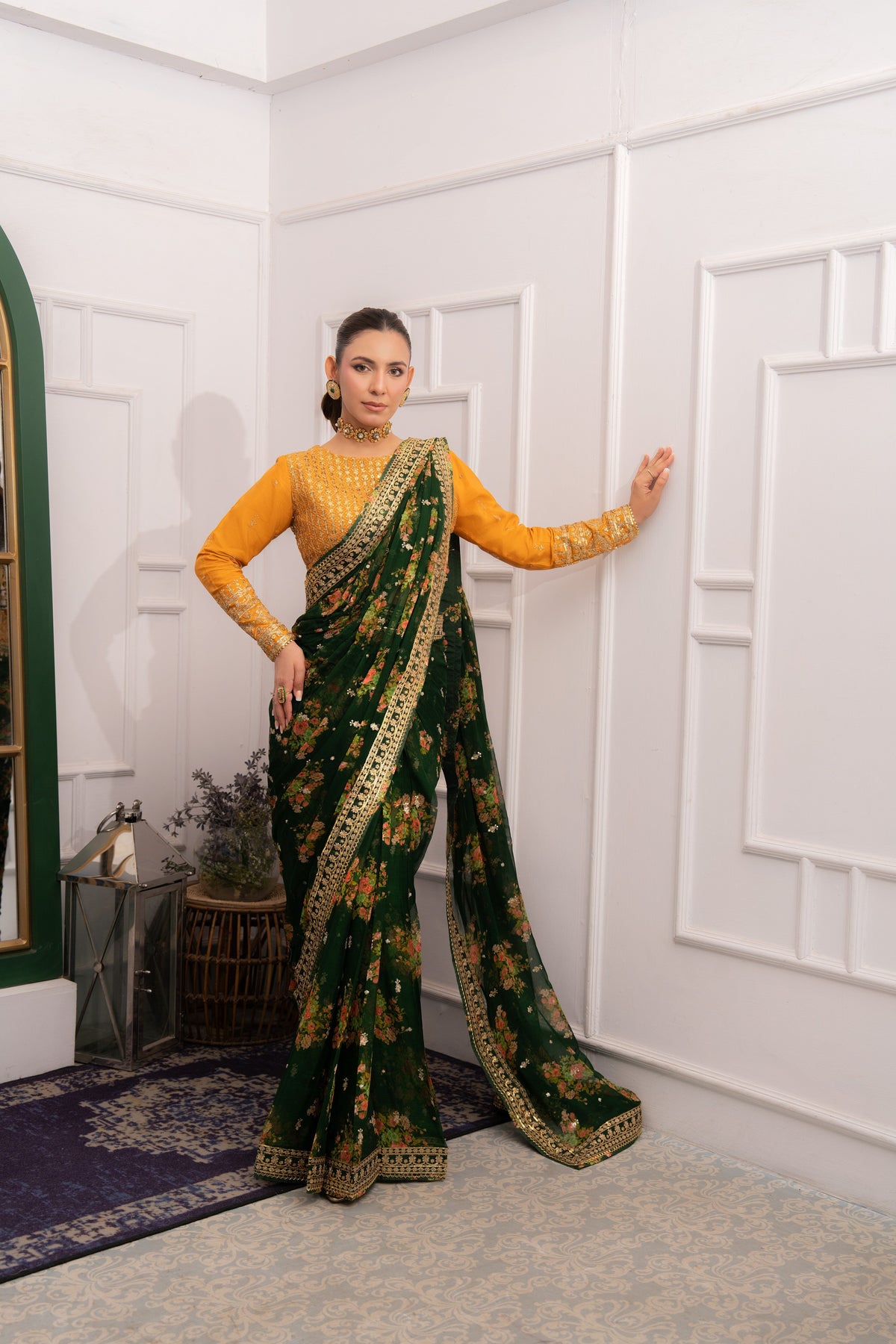 Aneelas Emb Chiffon Saree 3pc [SAR-04][Dispatch Time 2 Month]