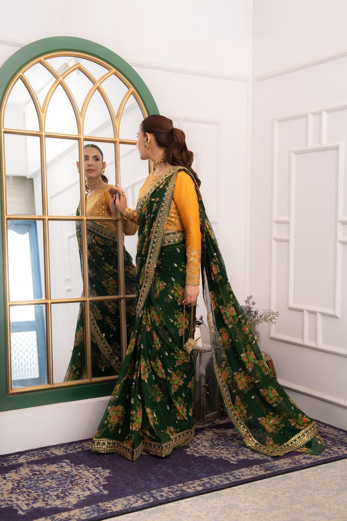 Aneelas Emb Chiffon Saree 3pc [SAR-04][Dispatch Time 2 Month]