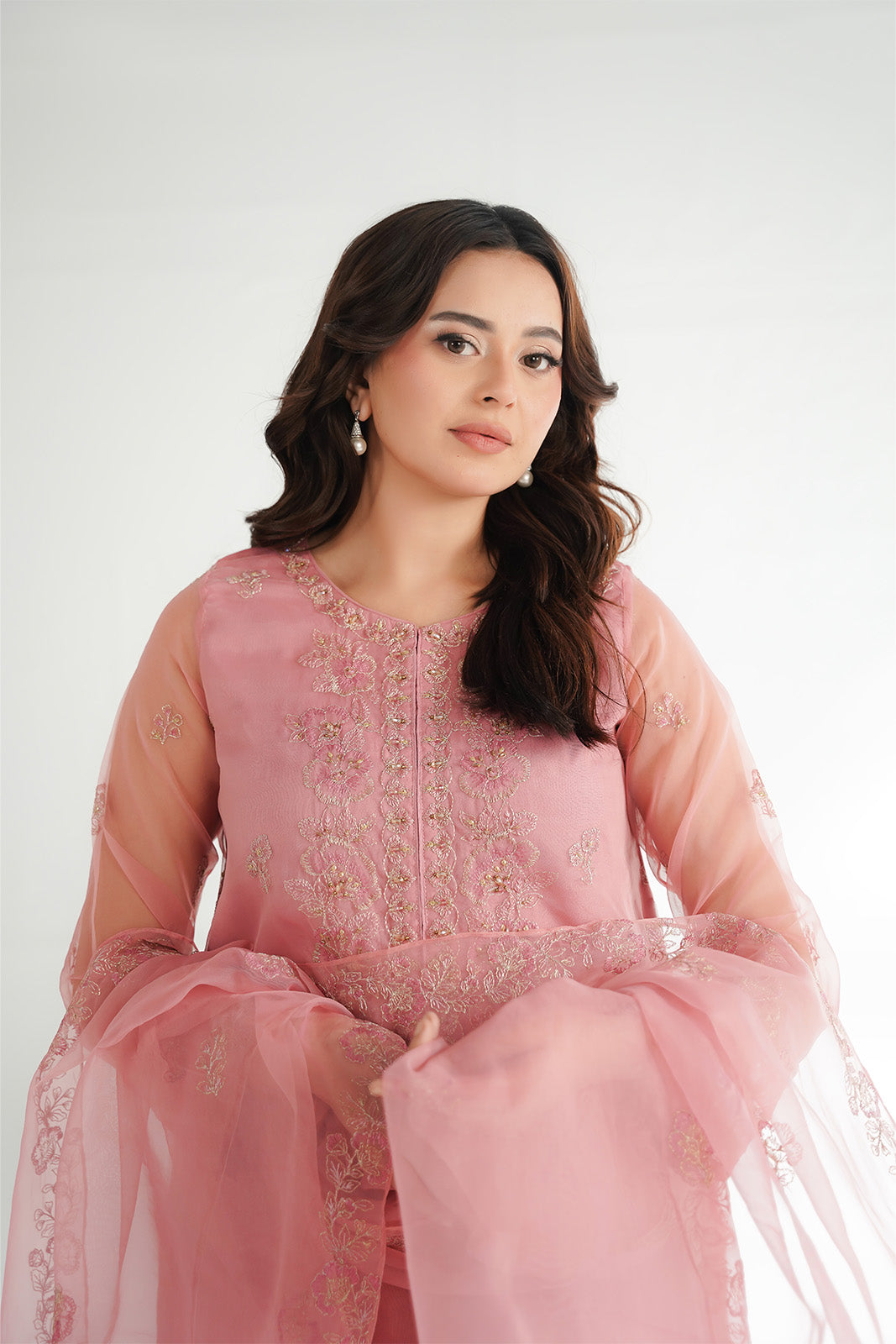 3 Piece Organza Embroidered Suit (FL0224)