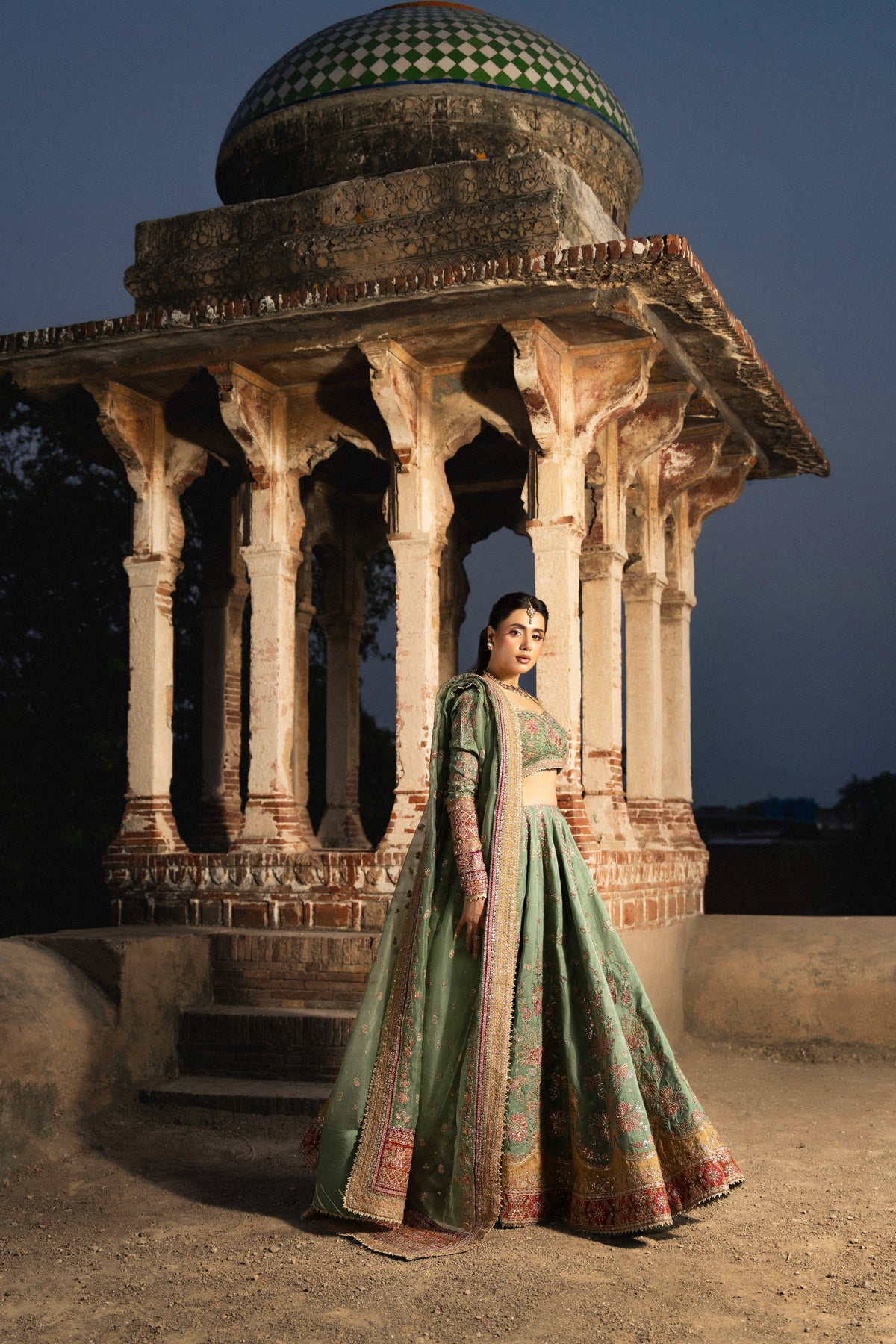 Aneelas Raw Silk Bridal Emb Lehenga Choli 3pc [BR-38] [Dispatch Time 3 Months]