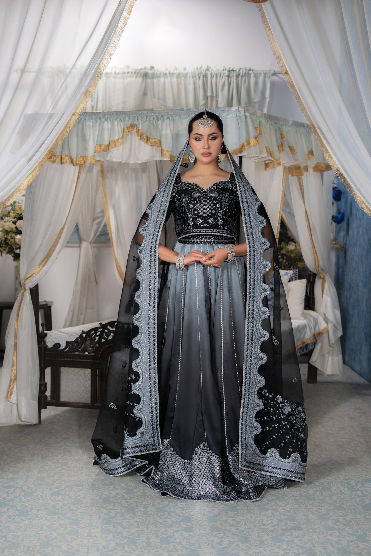 Aneelas Silk Emb Maxi Organza Duppata [BR-36] [Dispatch Time 2.5 Months]
