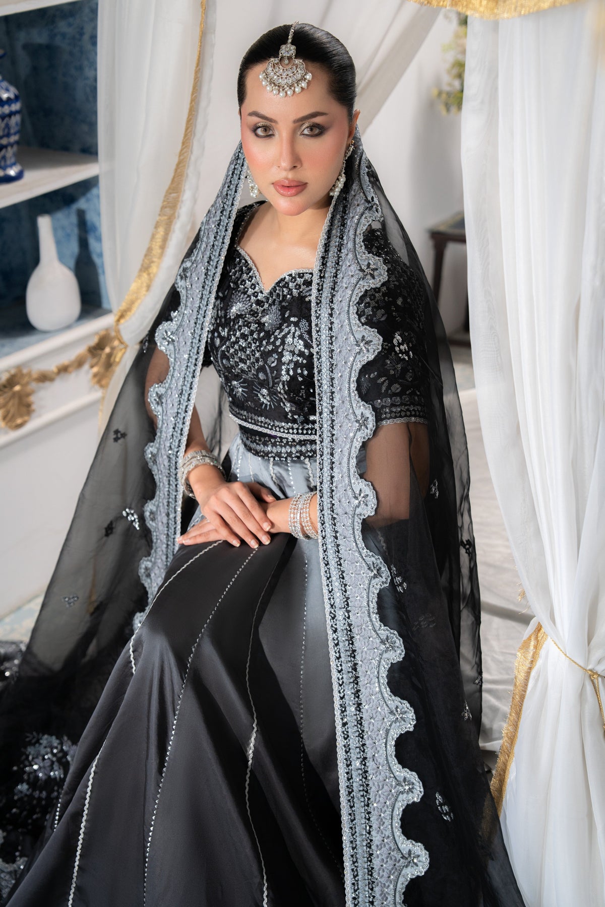 Aneelas Silk Emb Maxi Organza Duppata [BR-36] [Dispatch Time 2.5 Months]