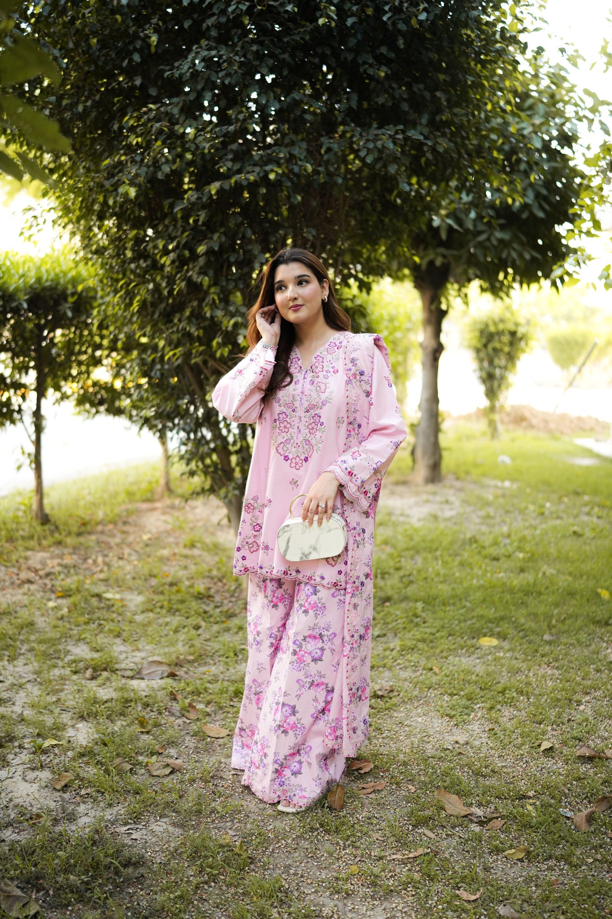 Aneelas Lawn Emb 3pc Voile Lawn Print Emb Duppata [LUX-26-58-A] [Dispatch Time 2.5 Months]