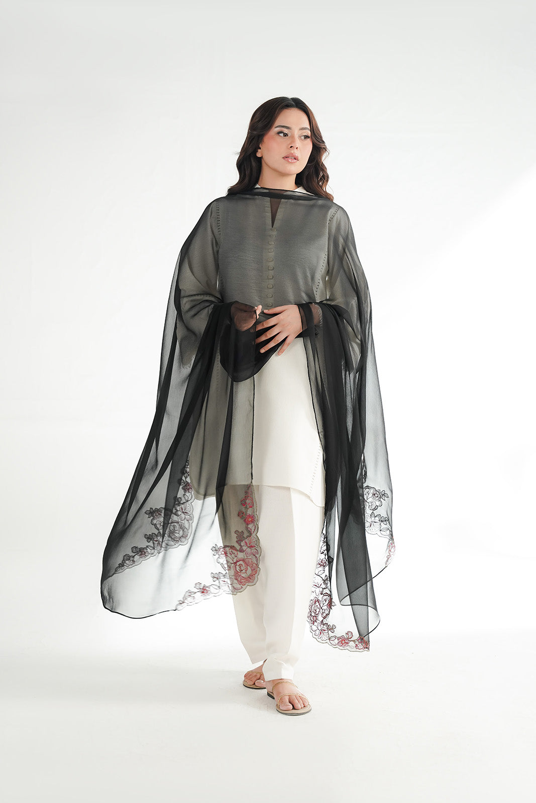 1 Piece Chiffon Embroidered Dupatta (FD0137)