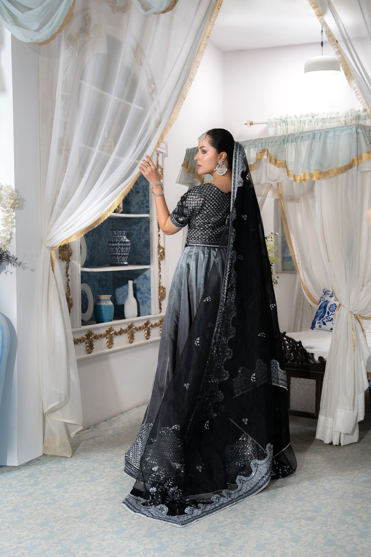 Aneelas Silk Emb Maxi Organza Duppata [BR-36] [Dispatch Time 2.5 Months]