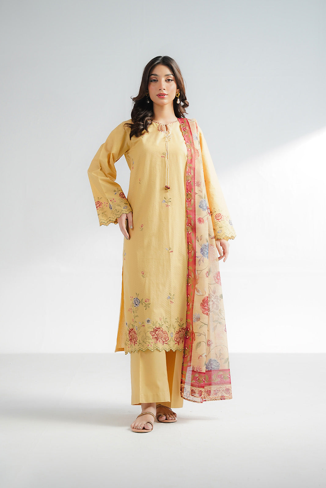 3 Piece Self Jacquard Embroidered Suit (CS0603)
