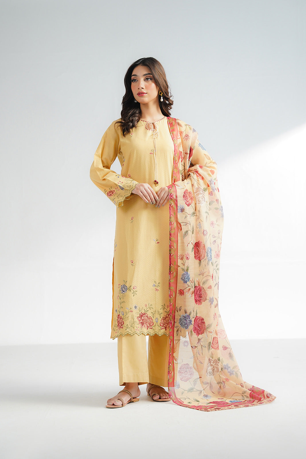 3 Piece Self Jacquard Embroidered Suit (CS0603)