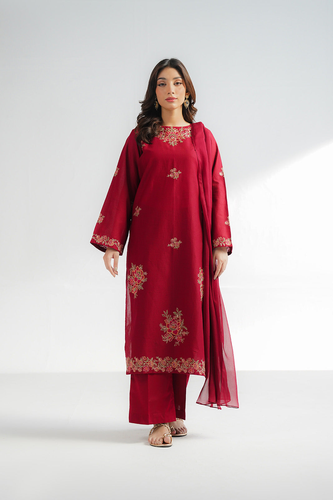 3 Piece Cotton Rip Stop Embroidered Suit (CS0620)
