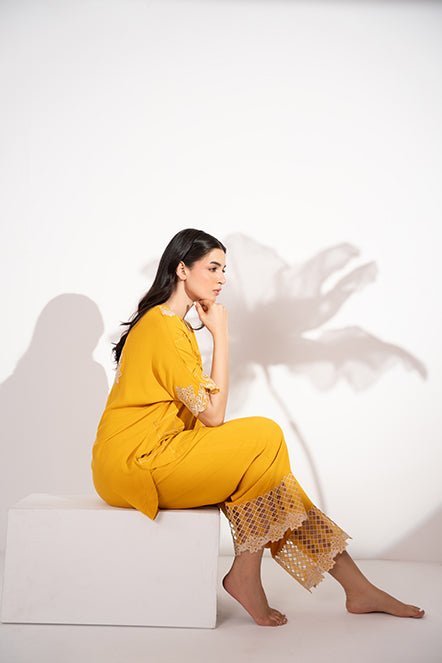 Embroidered Cotton Jacquard Kurta