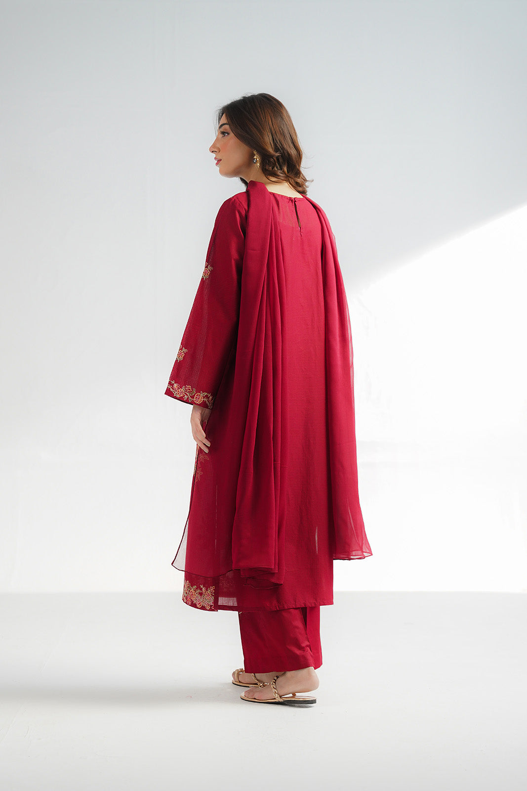 3 Piece Cotton Rip Stop Embroidered Suit (CS0620)