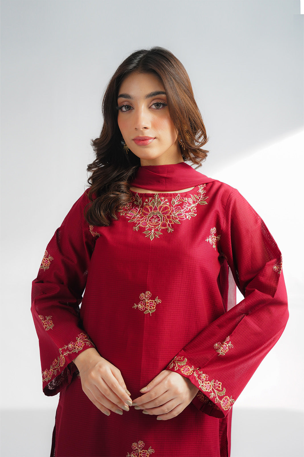 3 Piece Cotton Rip Stop Embroidered Suit (CS0620)