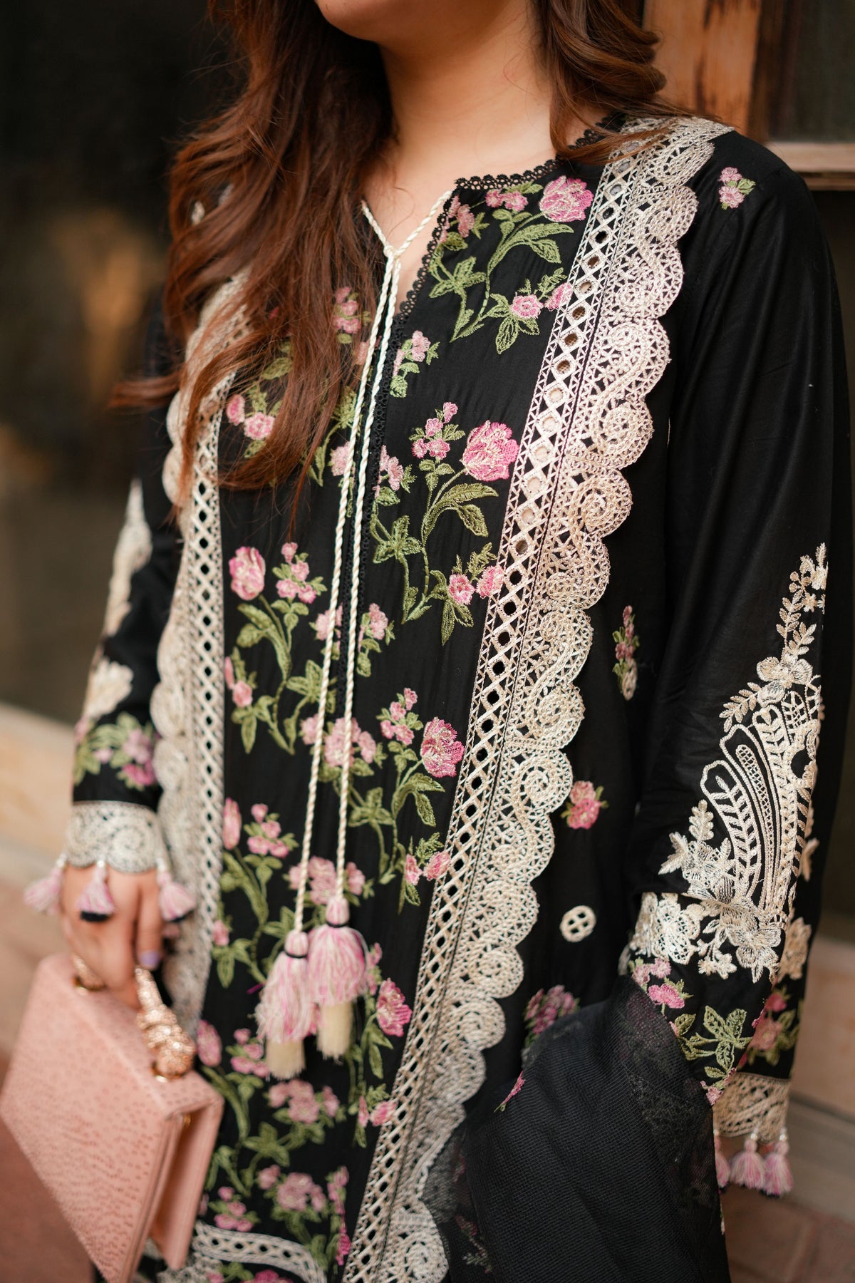 Aneelas Luxury Lawn Emb 3pc Khadi Net Duppata [LUX-26-61] [Dispatch Time 2 Months]