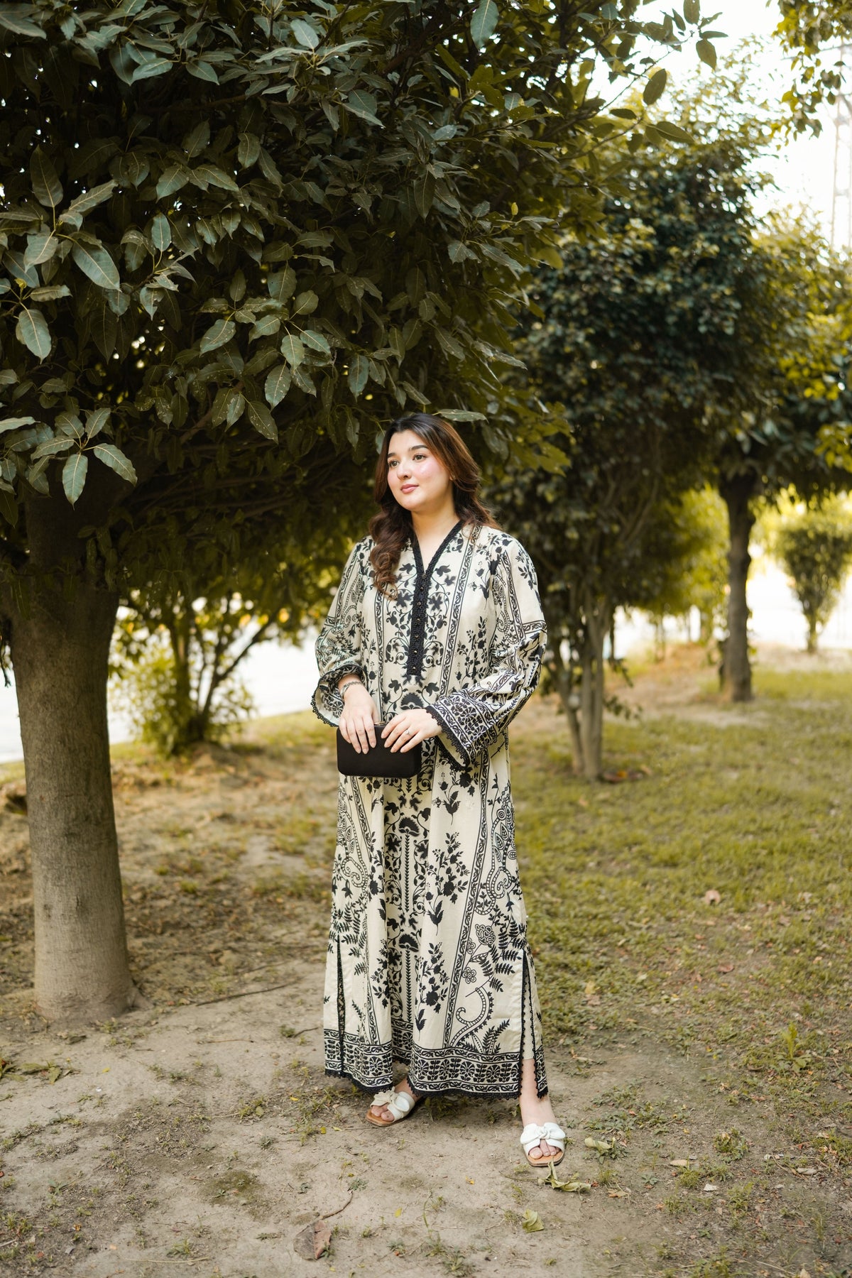 Aneelas Print Kaftan 2pc [Base Shade Trouser] [SPR-26-63-A] [Dispatch Time 2 Months]