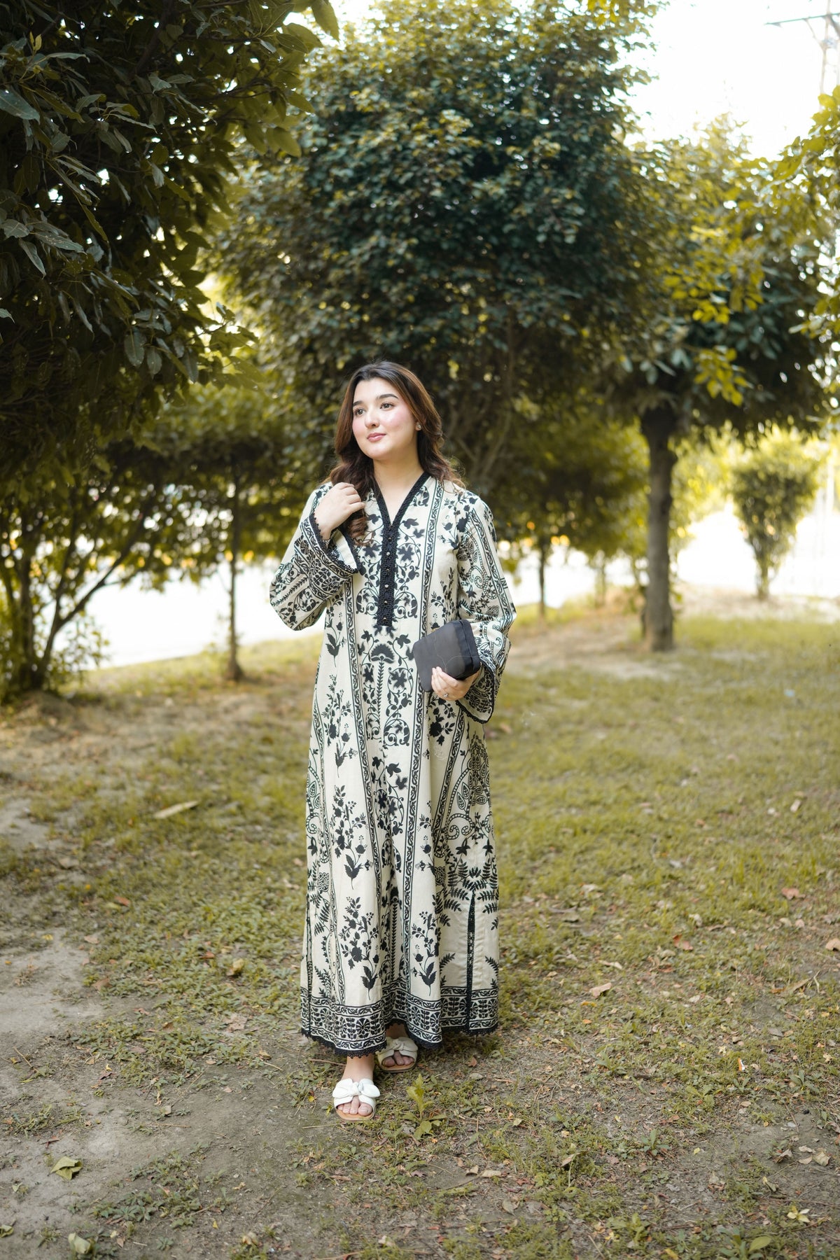 Aneelas Print Kaftan 2pc [Base Shade Trouser] [SPR-26-63-A] [Dispatch Time 2 Months]