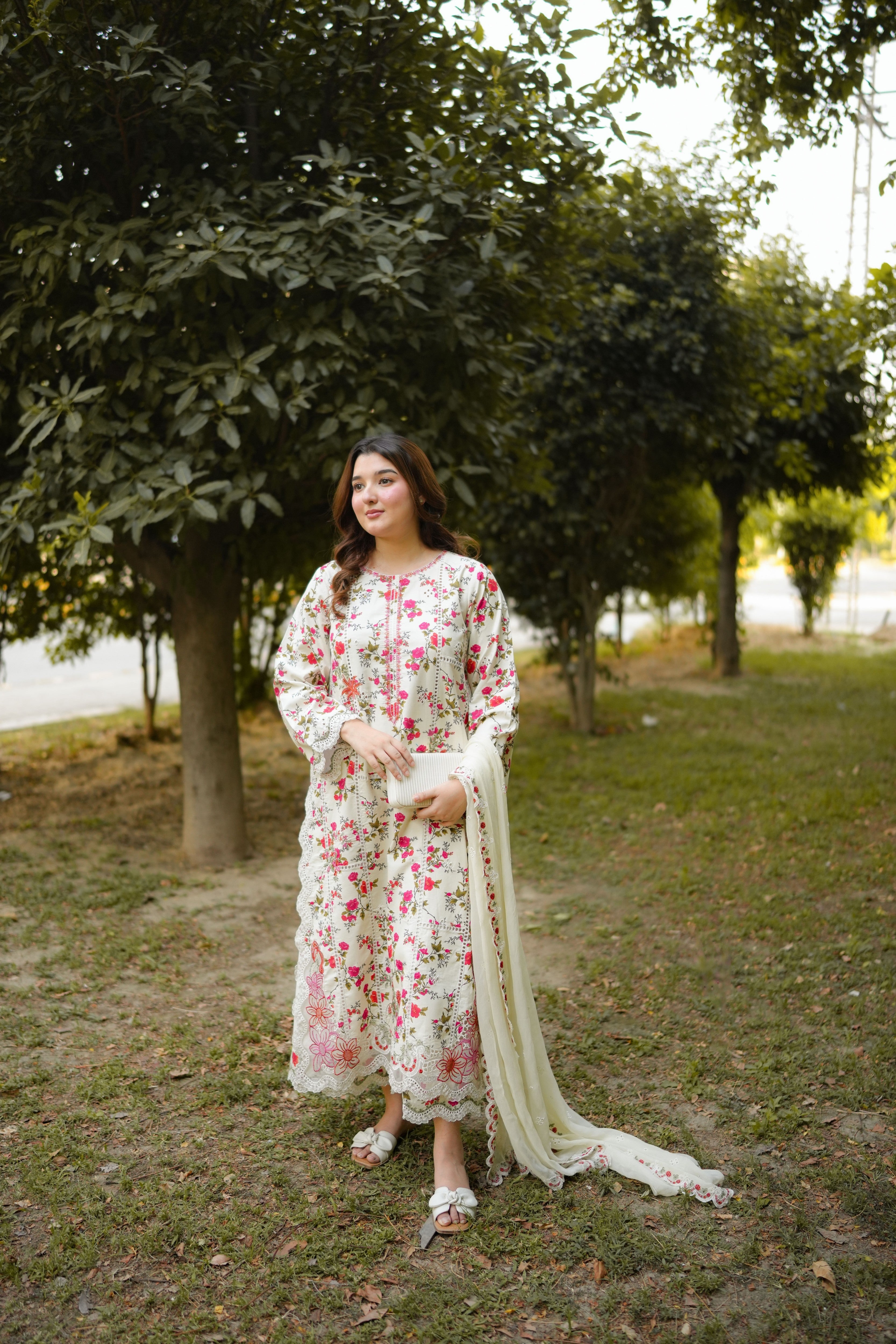Aneelas Print Emb 3pc Chiffon Duppata [SPR-26-64] [Dispatch Time 2 Months]