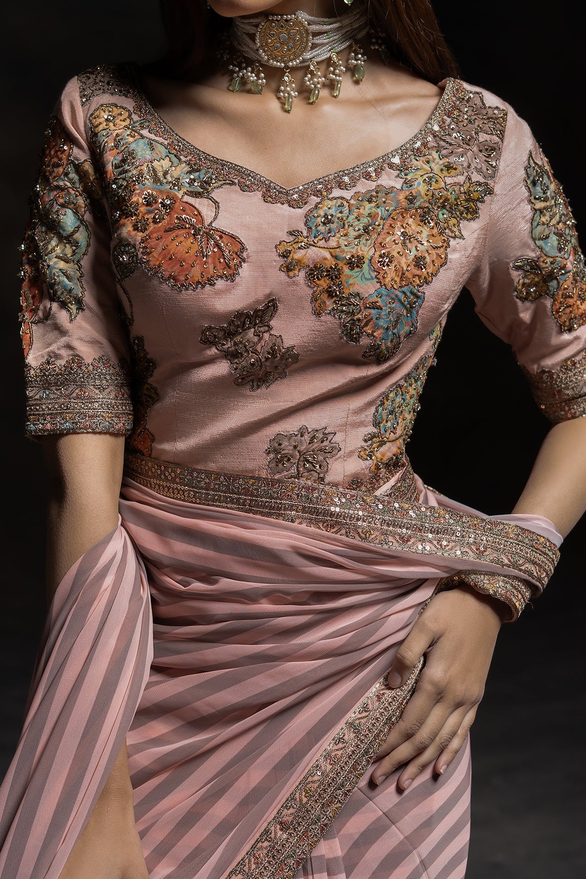 3-PC Stitched Premium Saree Collection  CSS6-02P