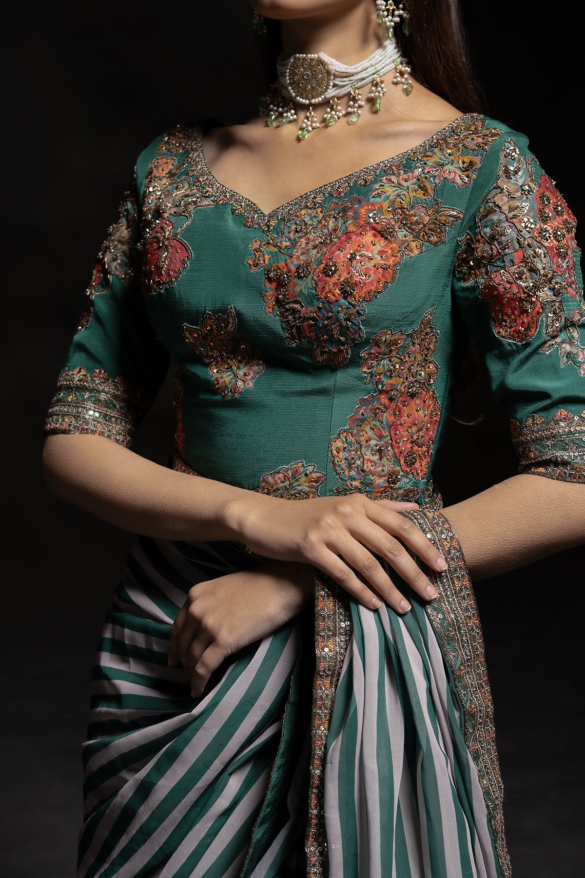 3-PC Stitched Premium Saree Collection  CSS6-04P