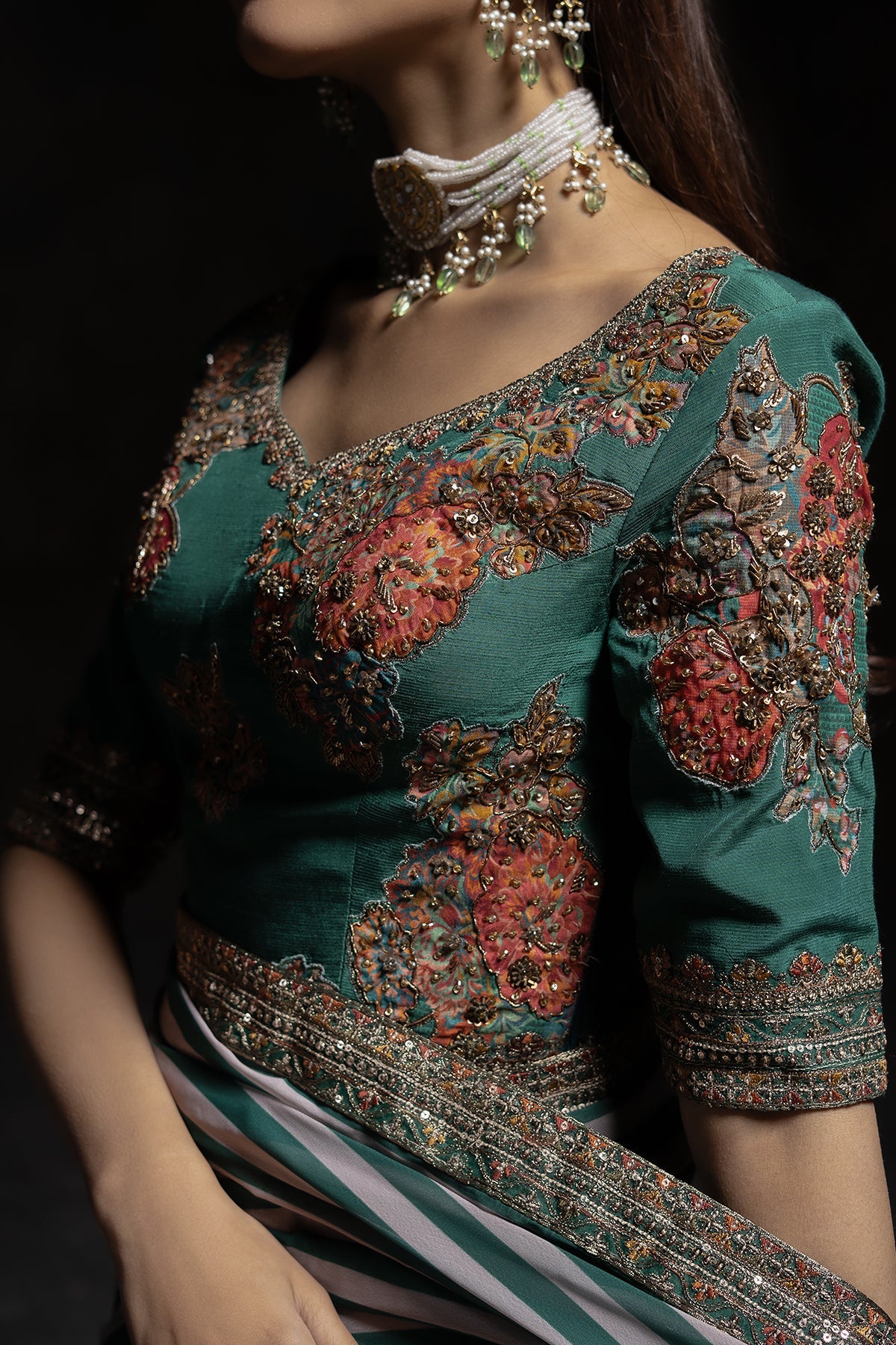 3-PC Stitched Premium Saree Collection  CSS6-04P