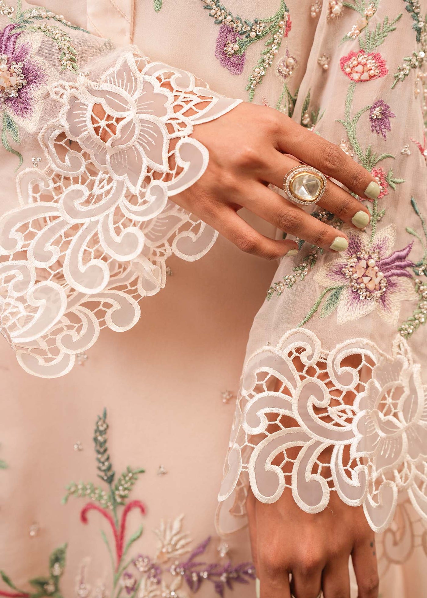 2 Piece Embroidered Organza Suit