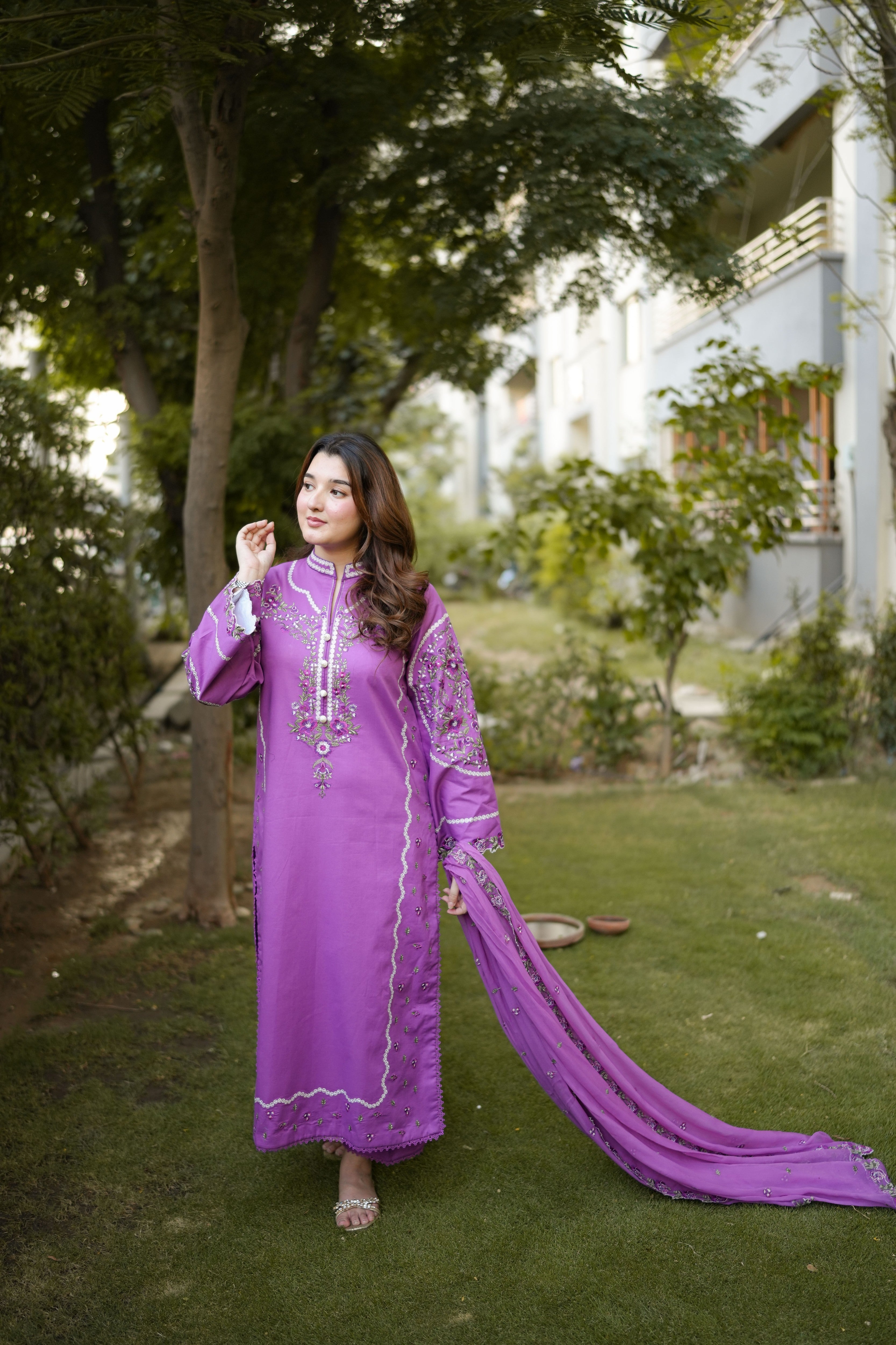 Aneelas Lawn Emb 3pc Emb Chiffon Duppata [LUX-26-99] [Dispatch Time 2 Months]