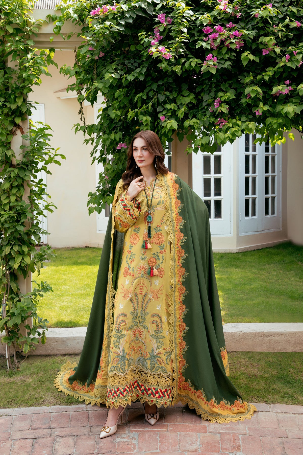 Rs 16000 Aneelas Stitched Karandi Emb Shirt Trouser 2pc [KR-26-09] [Dispatch Time 2 Months]