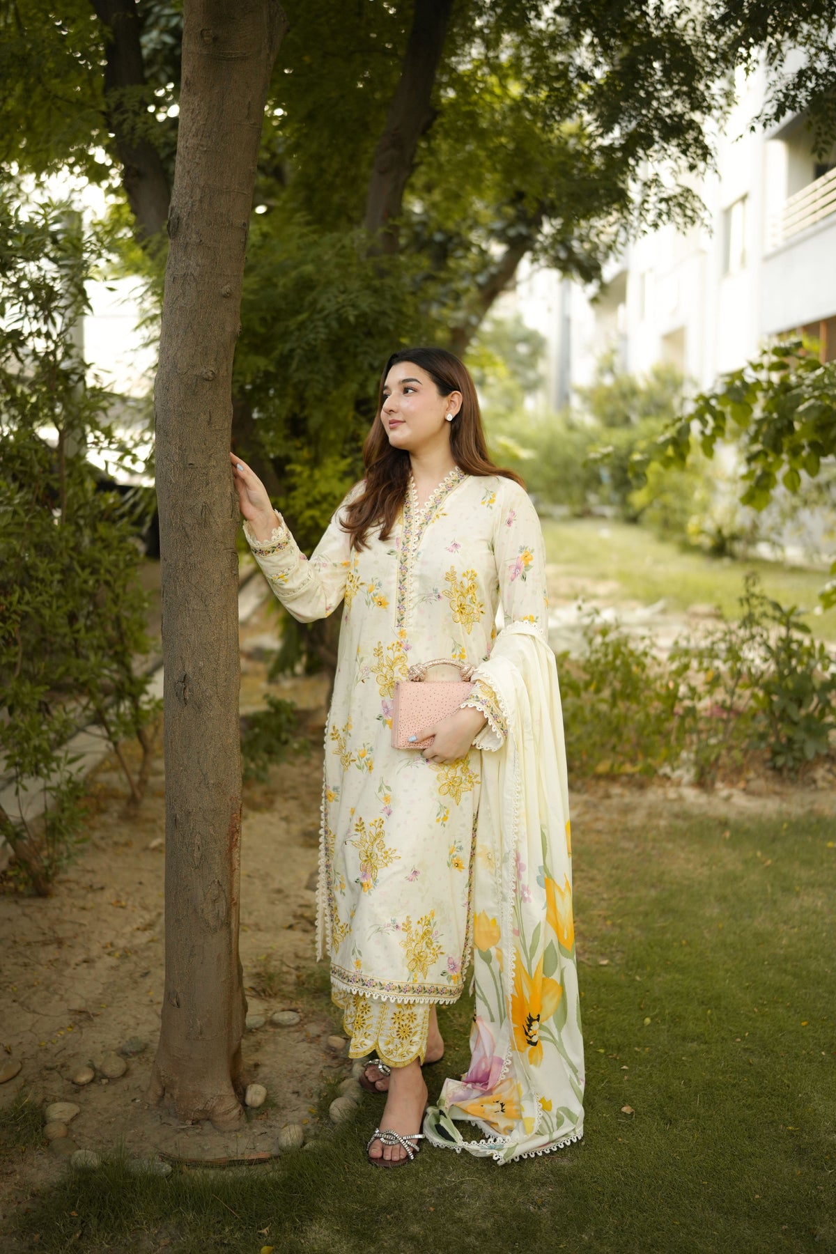 Aneelas Lawn Print Emb 3pc Chiffon Duppata [SPR-26-82-B] [Dispatch Time 2 Months]