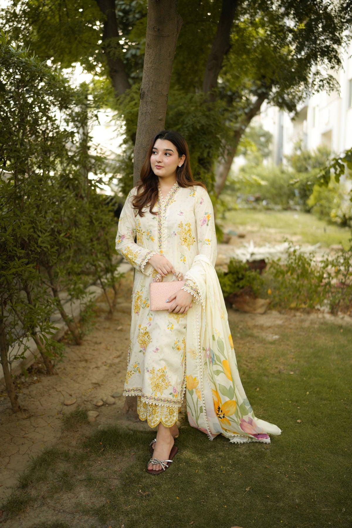 Aneelas Lawn Print Emb 3pc Chiffon Duppata [SPR-26-82-B] [Dispatch Time 2 Months]