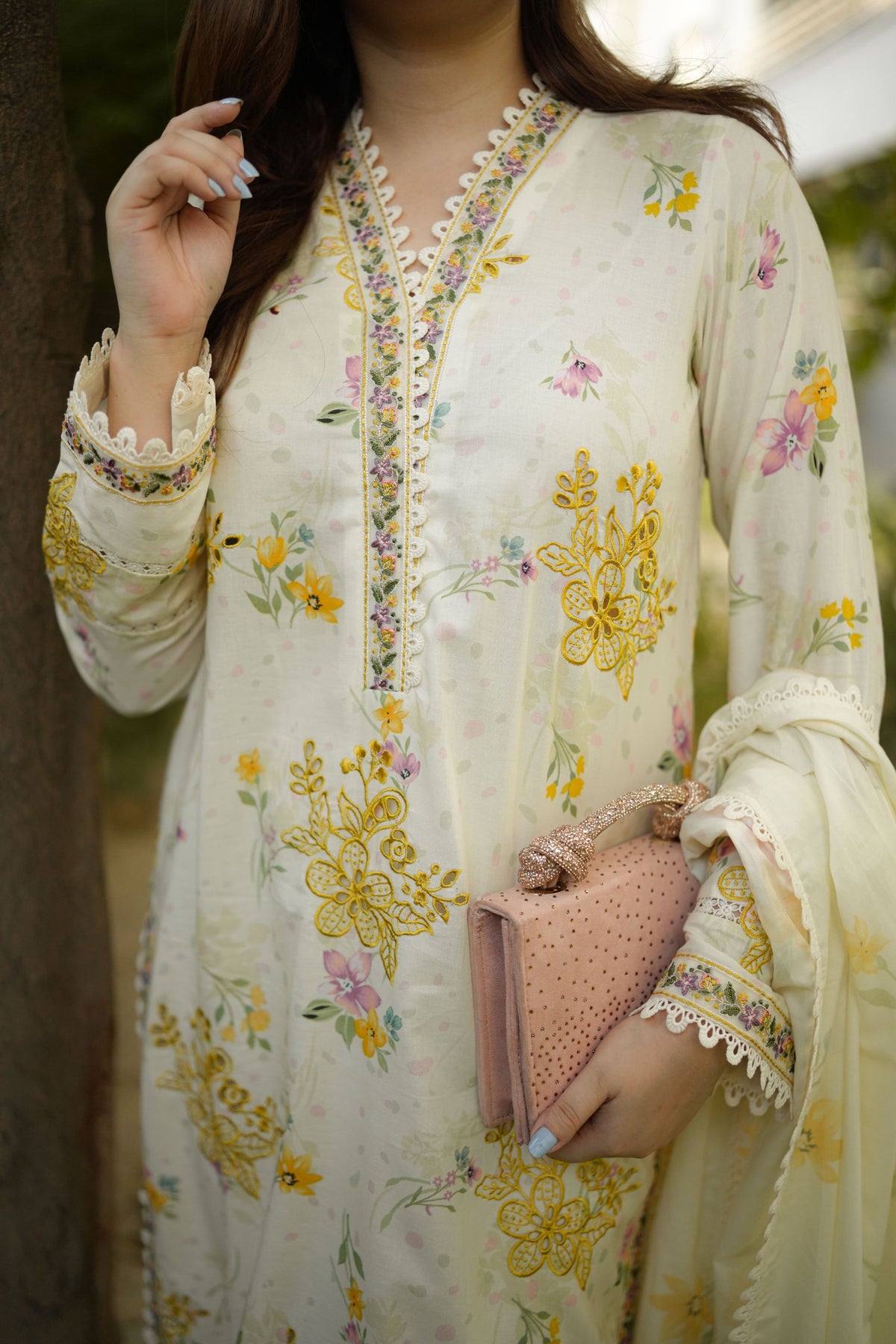 Aneelas Lawn Print Emb 3pc Chiffon Duppata [SPR-26-82-B] [Dispatch Time 2 Months]
