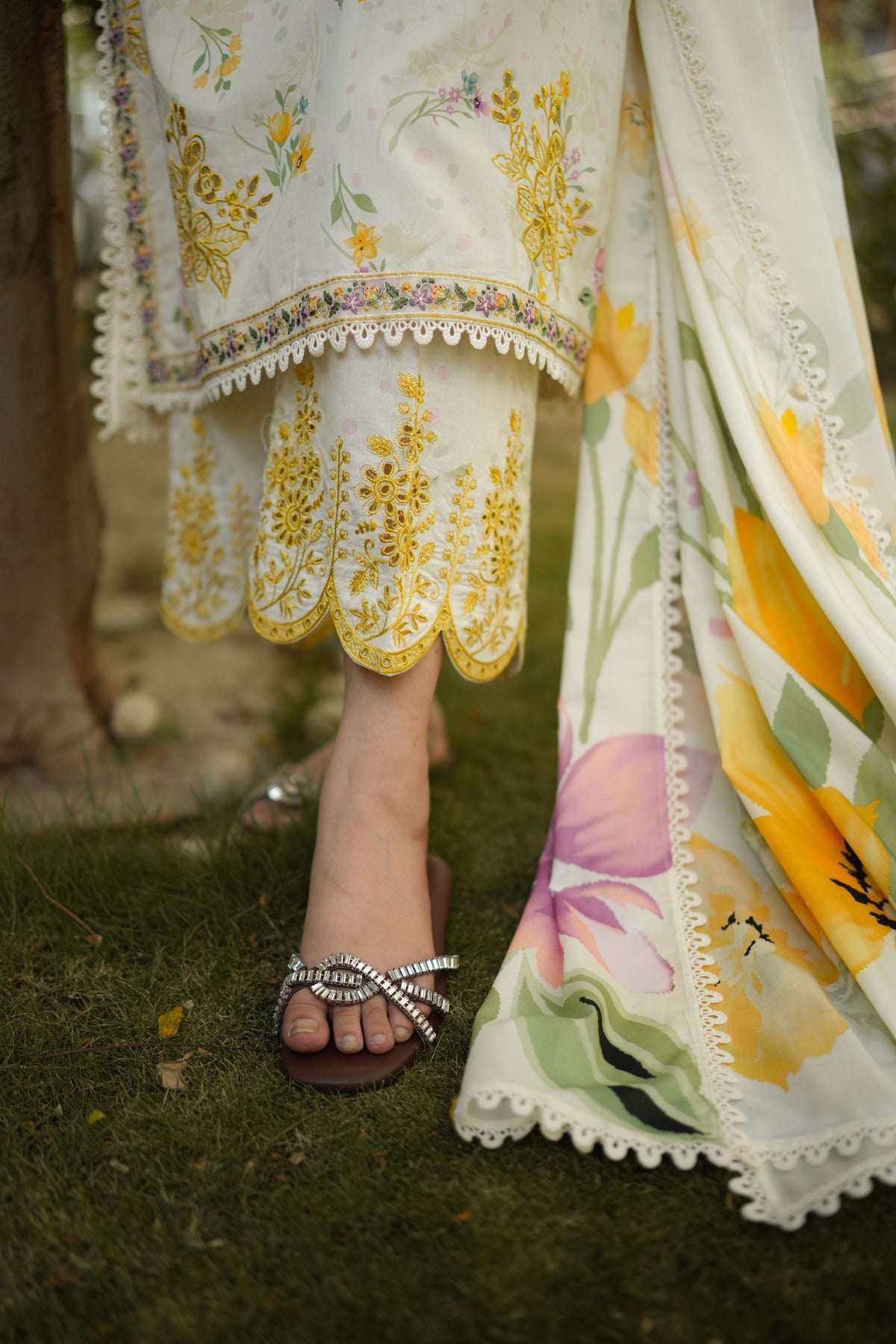 Aneelas Lawn Print Emb 3pc Lawn Duppata [SPR-26-82-A] [Dispatch Time 2 Months]