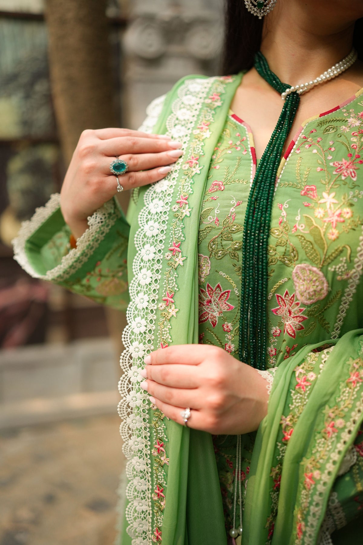 Aneelas UNstitched Lawn Emb 3pc Emb Chiffon Duppata [LUX-26-111] [Dispatch Time 1 Month]