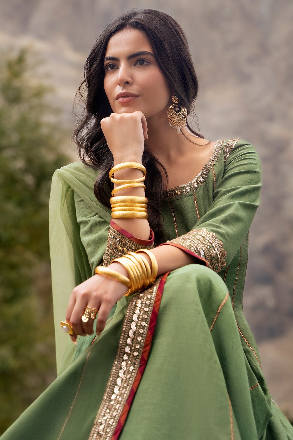 3-PC Stitched Embroidered Raw Silk CMA-6-475