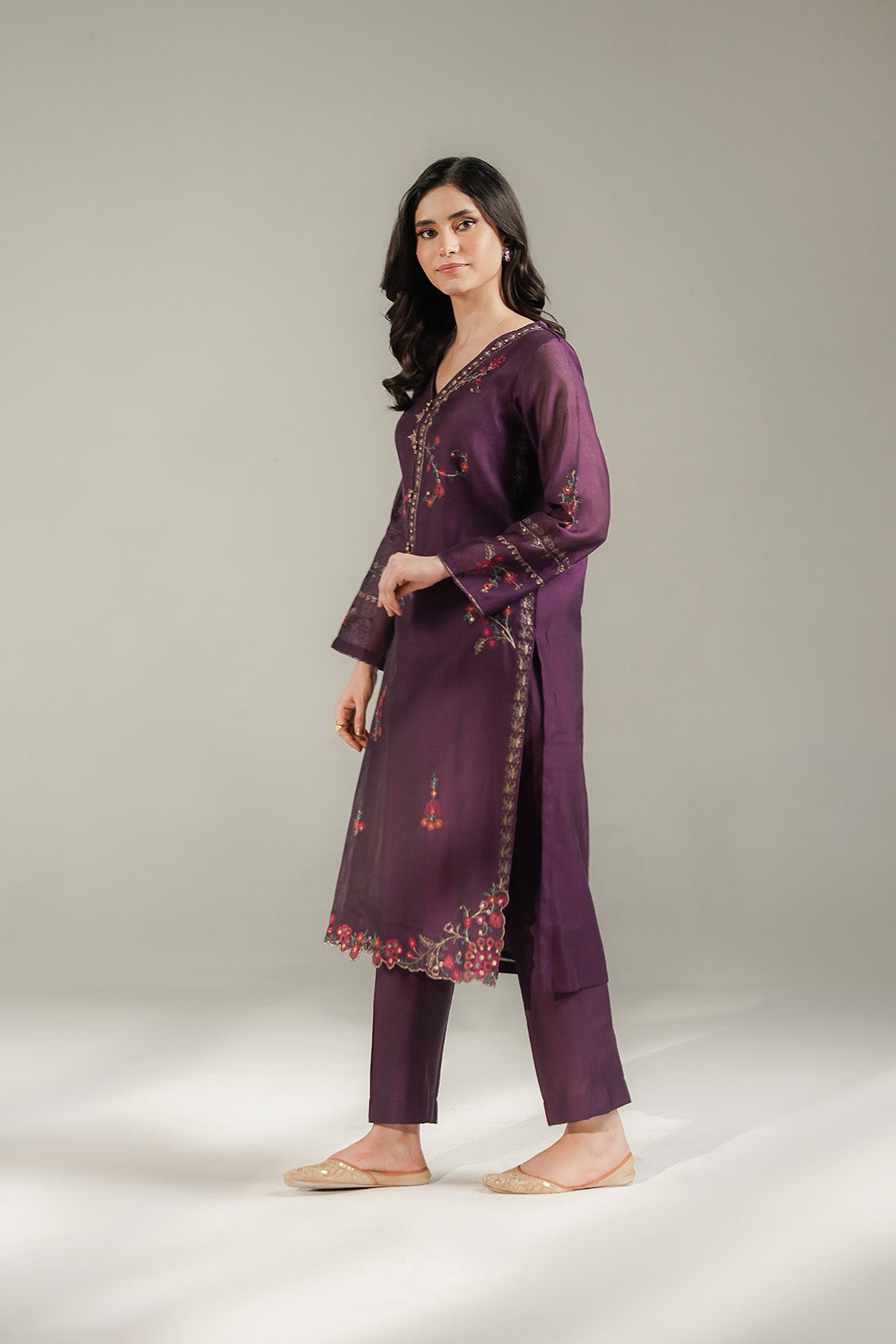 2 Piece Viscose Khaddi Net Embroidered Suit (CS0702)