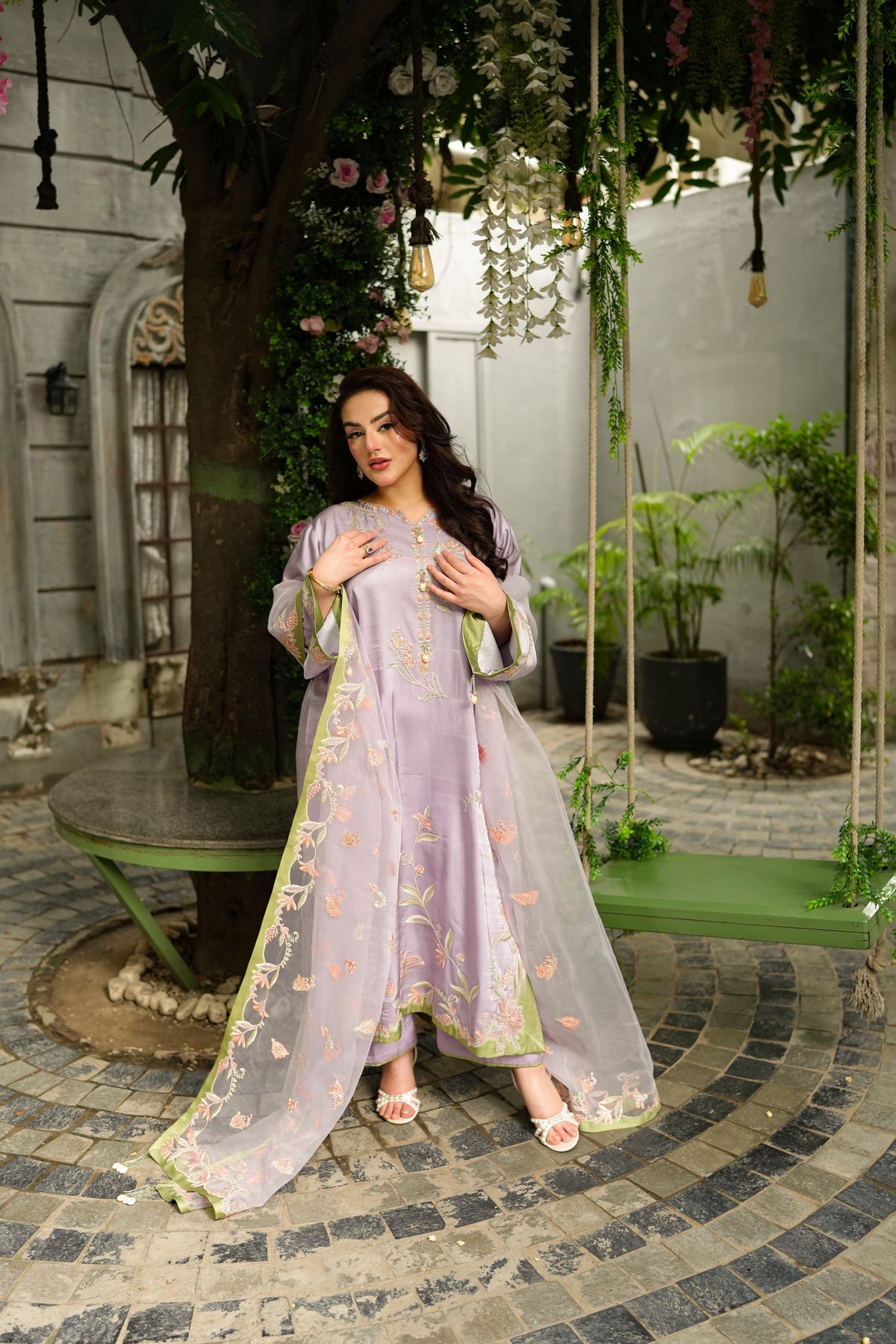 Aneelas Shamoz Silk Emb Festive 3pc Organza Duppata [FC-43] [Dispatch Time 2 Months]