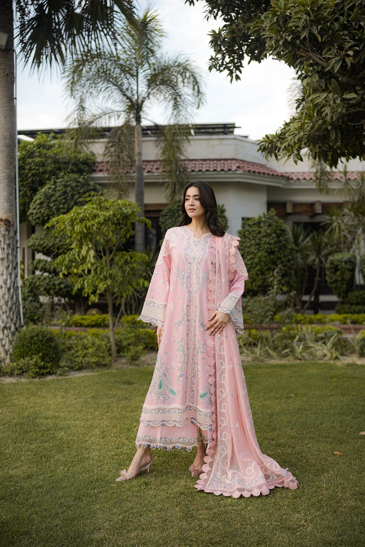 Aneelas Luxury Lawn Emb 3pc Chiffon Duppata [LUX-26-21] [Dispatch Time 2 Months]