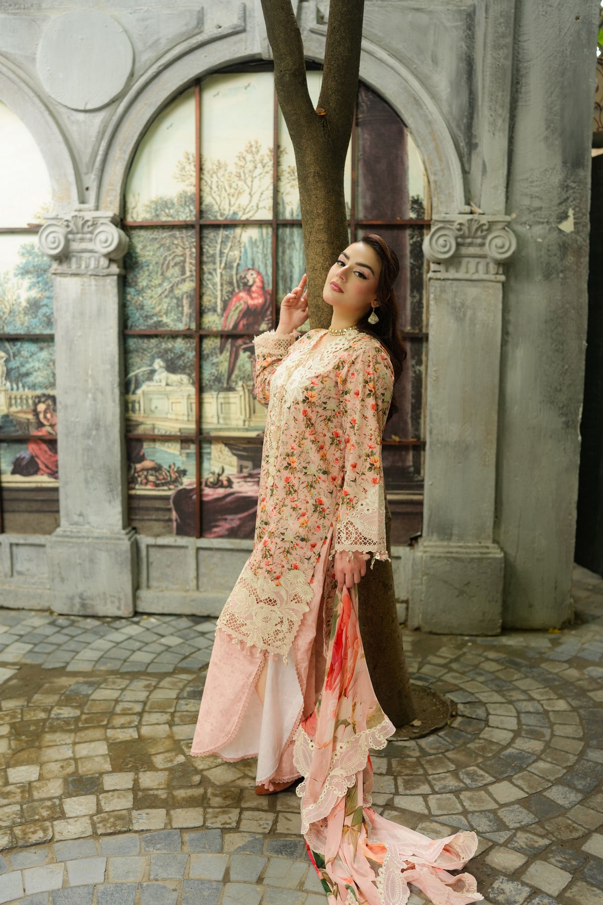 Aneelas Viscose Print Emb 3pc Chiffon Duppata [VC-26-04-B] [Dispatch Time 2 Months]
