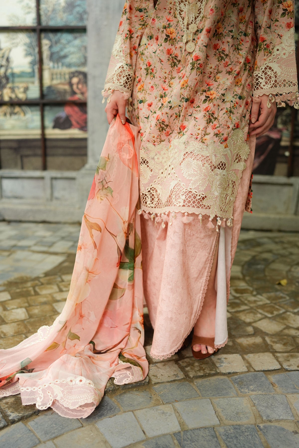 Aneelas Viscose Print Emb 3pc Viscose Duppata [VC-26-04-A] [Dispatch Time 2 Months]