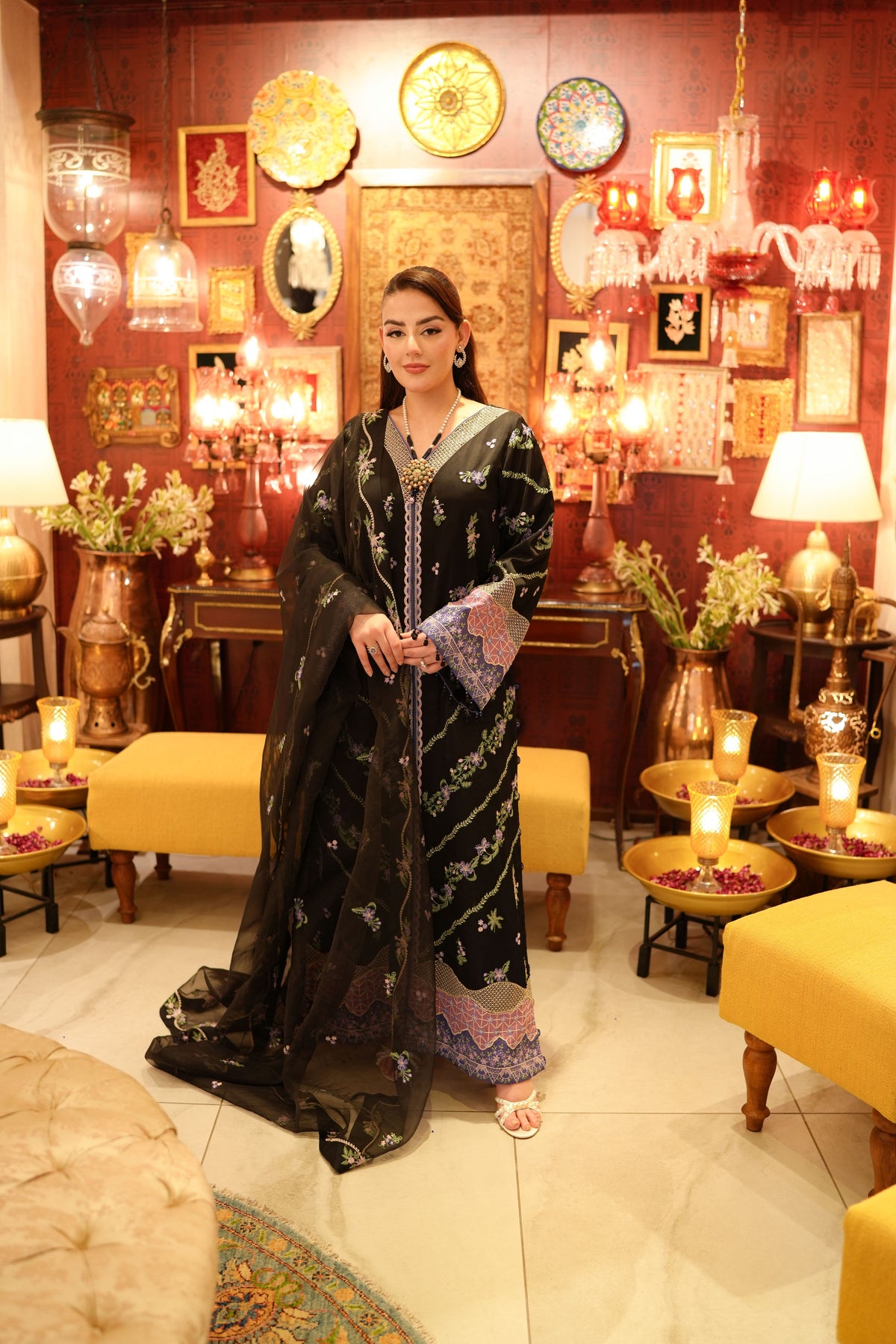 Aneelas Shamoz Silk Emb 3pc With Organza Duppata [FC-40][Dispatch Time 2 Month]