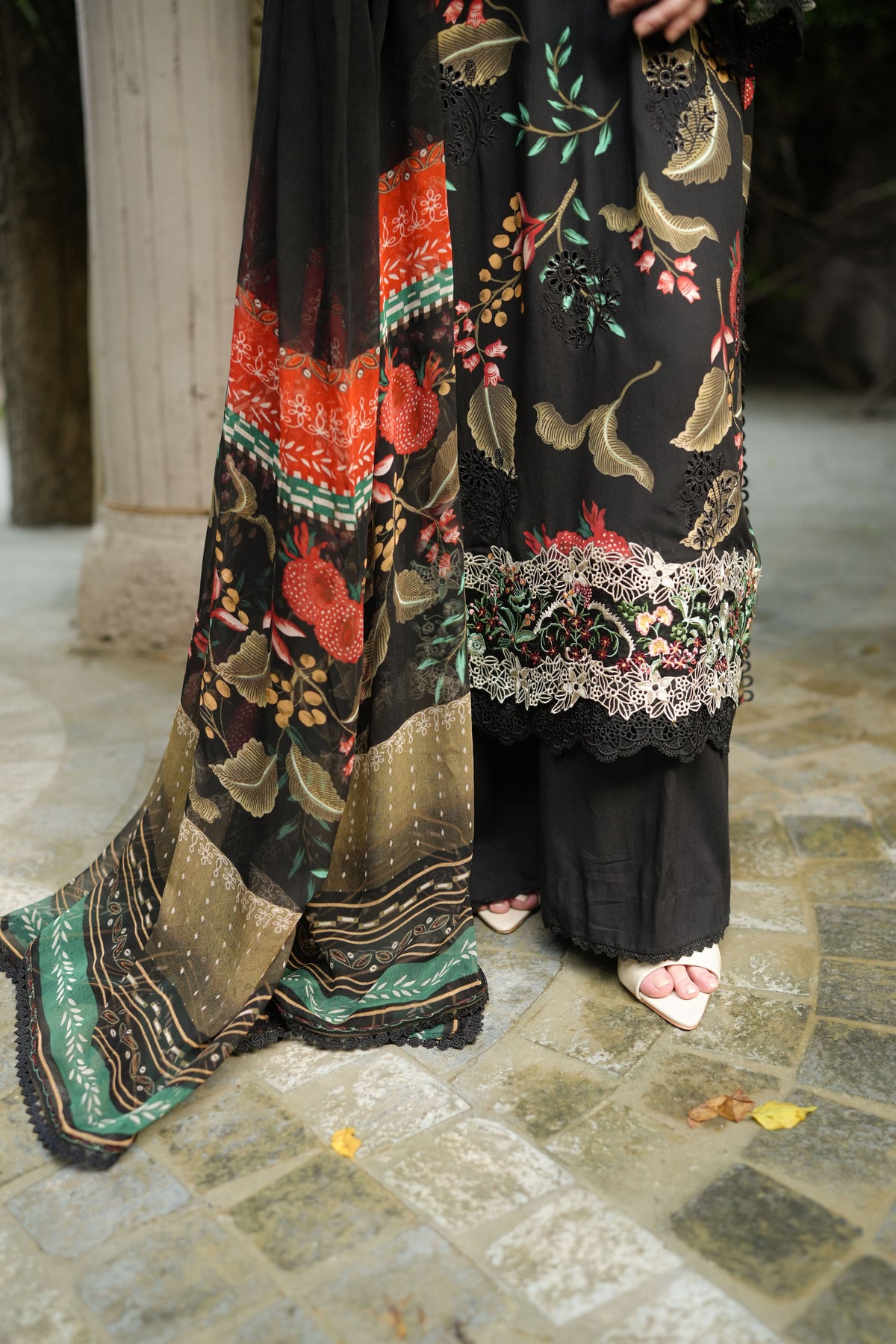 Aneelas Print Emb Viscose 3pc Viscose Duppata [VC-26-06-A] [Dispatch Time 2 Months]