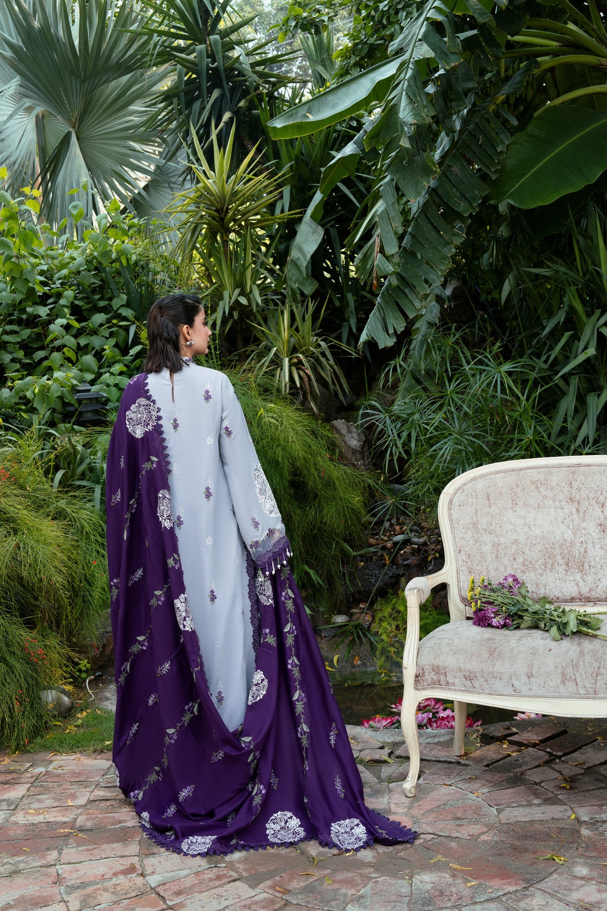 Aneelas Karandi Emb 3pc Premium Pashmina Shawl [WLUX-26-10] [Dispatch Time 2.5 Months]