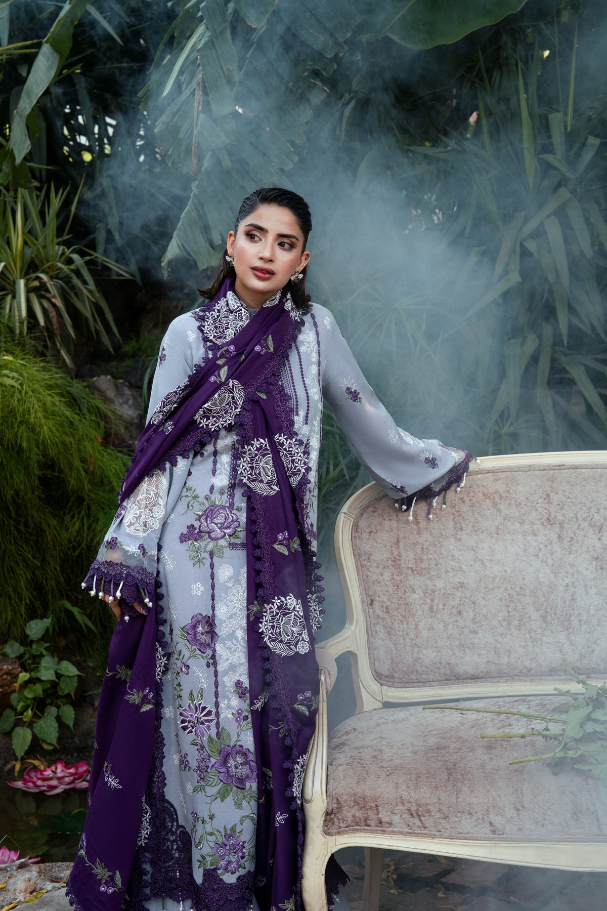 Aneelas Karandi Emb 3pc Premium Pashmina Shawl [WLUX-26-10] [Dispatch Time 2.5 Months]